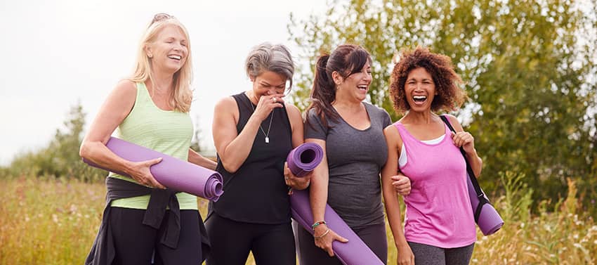Women walking together outdoors 