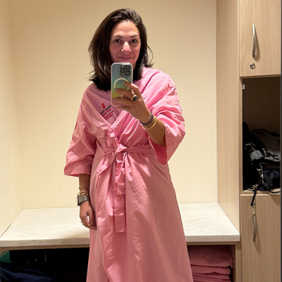 Melanie Lippman preparing for Mammogram